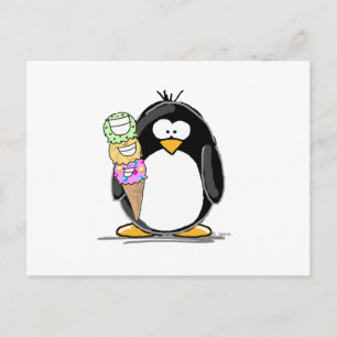 Carte Postale Pingouin à crème glacée