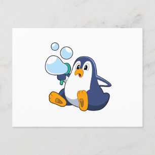 Carte Postale Pingouin avec bulles de savon.PNG