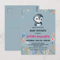 Pingouin bleu mou fleur douce baby shower enfants