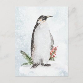 Carte Postale Pingouin Dans Une Scène D'Hiver De Neige Icy