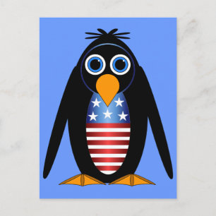 Carte Postale pingouin le 4 juillet