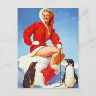 Carte Postale Pingouin Love Pin Up Girl