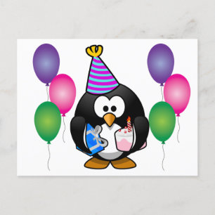 Carte Postale Pingouin mignon avec ballon