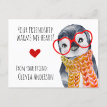Pingouin mignon en lunettes Enfants Amis Valentine