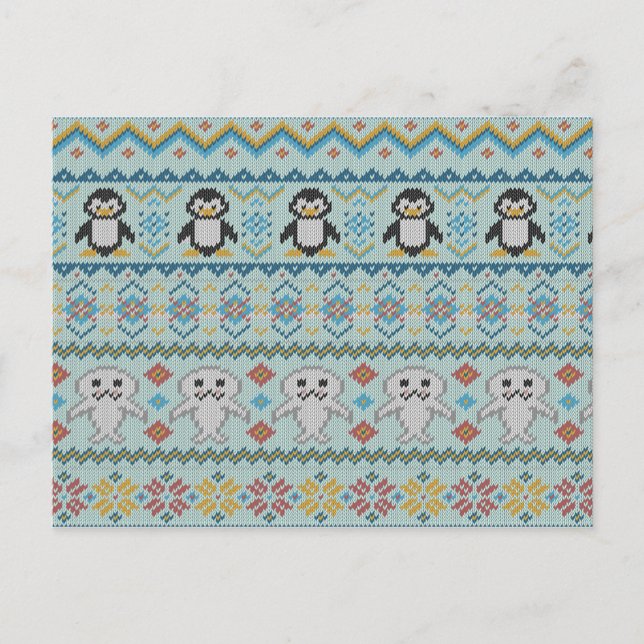 Carte Postale Pingouin mignon et Motif de phoque (Devant)