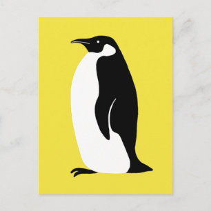 Carte Postale Pingouin mignon illumant jaune noir blanc
