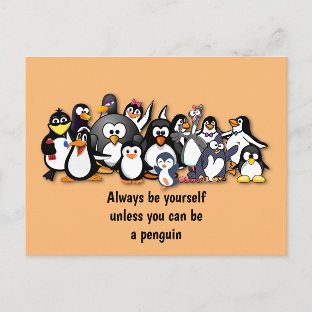 Carte Postale Pingouins mignons animés (Devant)