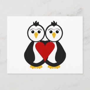 Carte Postale Pingouins mignons en amour