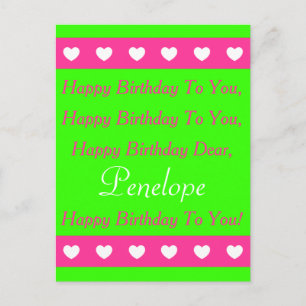 Carte postale Pink and Green Happy Birthday Song