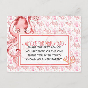 Carte Postale Pink Baby Octopus Baby shower Conseils pour maman 