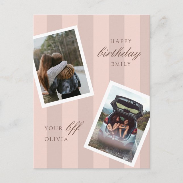 Carte Postale Pink Best Friends Photo Joyeux Anniversaire (Devant)