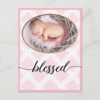 Pink Blessé Script Baby Girl Baptism Photo