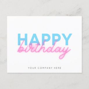 Carte Postale Pink Blue brillant Neon Business Anniversaire