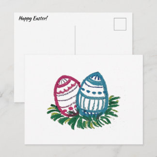 Carte Postale Pink & Blue Easter Eggs Postcard