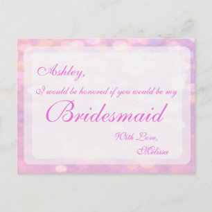 Carte Postale Pink Bokeh   Bridesmaid