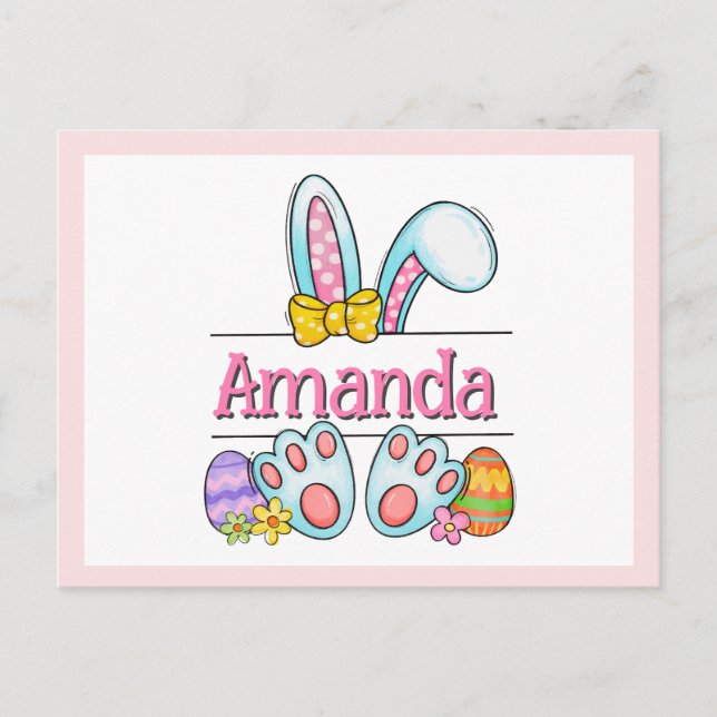 Carte Postale Pink Bunny Easter Postcard (Devant)