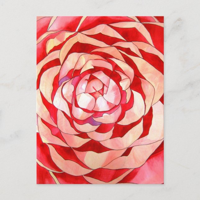 Carte Postale Pink Camellia abstract art painting original (Devant)