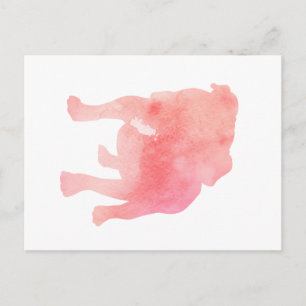 Carte Postale Pink English Bulldog Chien Art