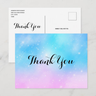 Carte Postale Pink et Blue Pastel Gradient Sky Merci