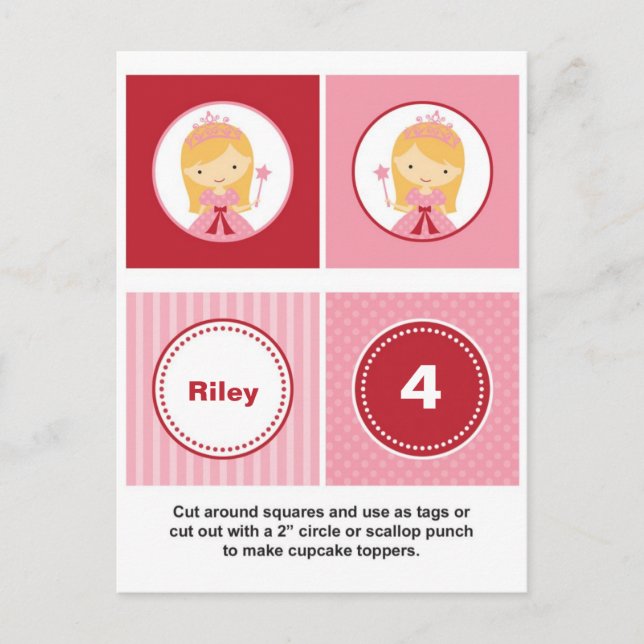 Carte Postale Pink et Red Blonde Princess Cupcake Toppers (Devant)