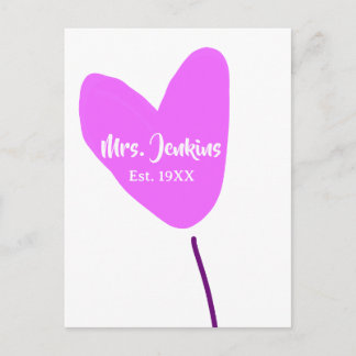 Carte Postale Pink heart balloon Mrs add name est. Add year love