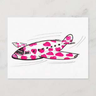 Carte postale Pink Heart Plane