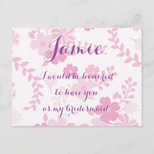 Carte Postale Pink lavender floral bridesmaid invitation