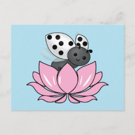Carte Postale Pink Lotus White Ladybug