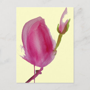 Carte Postale Pink magnolia watercolour flower art