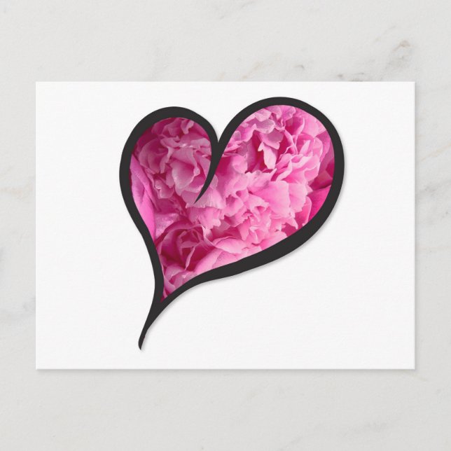 Carte Postale Pink Peony Heart Design floral (Devant)