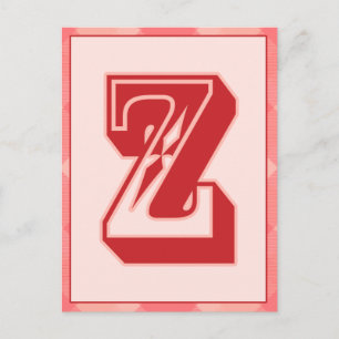 Carte Postale Pink Plaid Letter "Z" Typography Banner Card