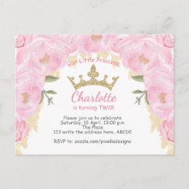 Carte Postale Pink Princess Floral Parties scintillant