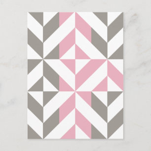 Carte Postale Pink Raspberry and Silver Geometric ZigZag