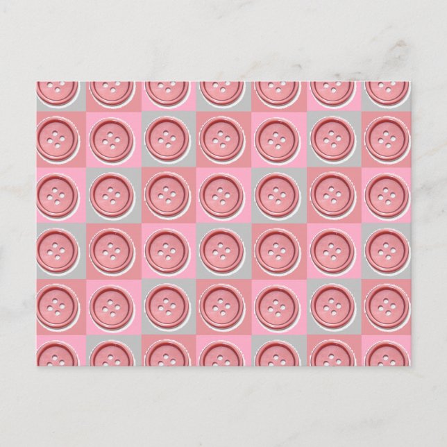 Carte Postale Pink Sewing Button Checked (Devant)