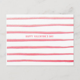 Carte Postale Pink Watercolor Stripes Valentine's Day Postcard