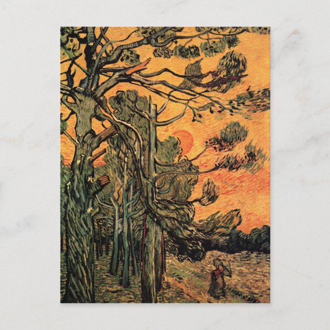 Carte Postale Pins au coucher du soleil par Vincent van Gogh (Devant)