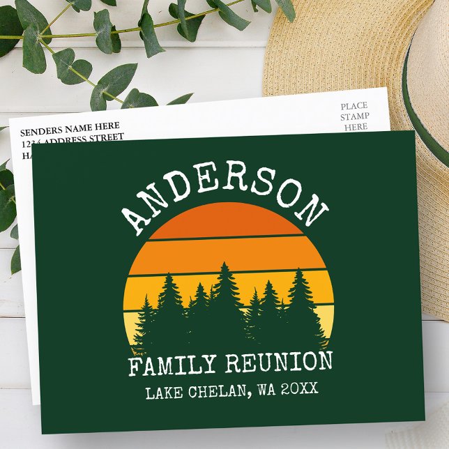Carte Postale Pins de Réunion Famille Sunset Green (Customize to change text size, color or text style.)