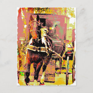 Carte Postale Pinto Amish Horse 8 bits Art