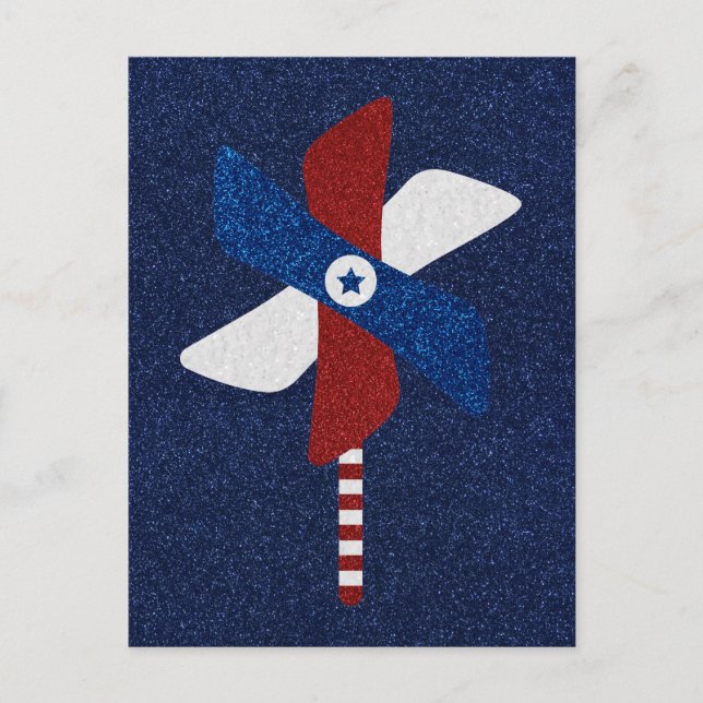 Carte Postale Pinwheel Juillet 4e Parties scintillant Plaque pap (Devant)