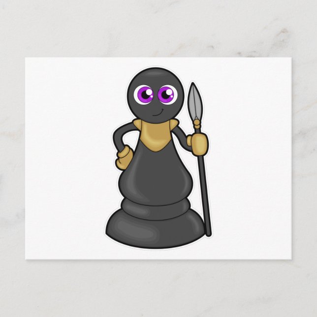 Carte Postale Pion de jeu d'échecs avec lance (Devant)