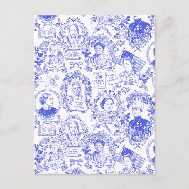 Carte Postale Pionniers féministes historiques Toile Bleue (Devant)