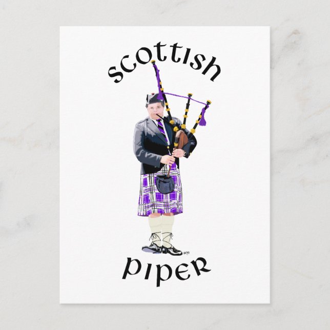 Carte Postale Piper écossais - violet (Devant)