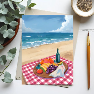 Carte Postale Pique-nique à la plage   Peinture de la rive de l'