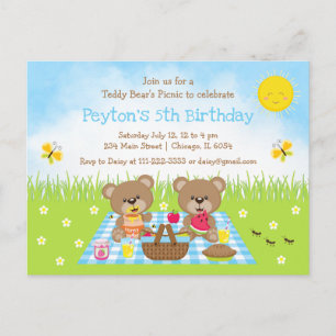 Carte Postale Pique-nique de l'ours en peluche Anniversaire Ging