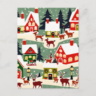 Carte Postale Pique-nique de Noël village de Noël