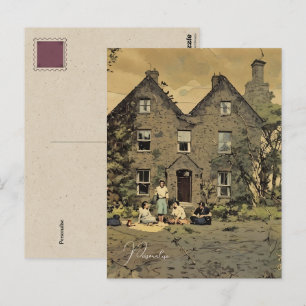 Carte Postale Pique-nique familial Vieille maison de campagne Ph