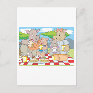 Carte Postale Pique-nique famille Rhino