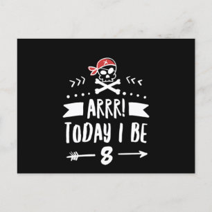 Carte Postale Pirate 8e Anniversaire Arrr Aujourd'hui J'ai 8 Ans