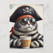 Pirate cat avec un café