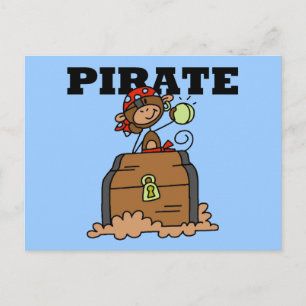 Carte Postale Pirate de singe avec tee-shirts au trésor et cadea